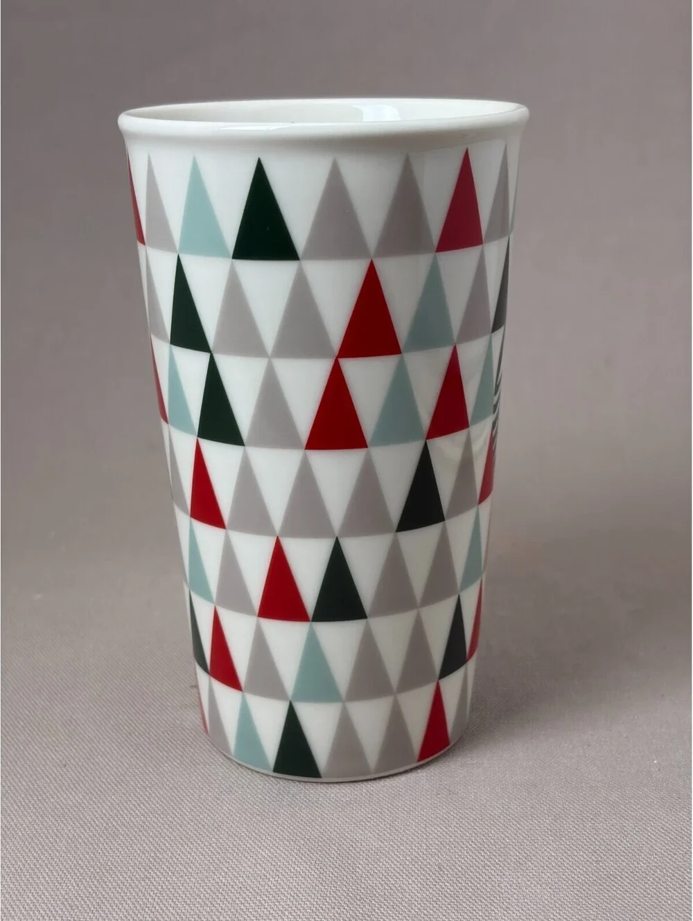 Starbucks Tall Coffee Mug 16 oz Siren Logo Geometric Triangle Pattern Cup Grande